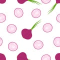 Red Onion. Seamless Vector Patterns