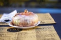 onion as table setting in a cafe. Royalty Free Stock Photo
