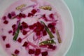 Onion Beetroot Raita / pyaj or kanda Koshimbir / Indian salad is a condiment from the Indian subcontinent,