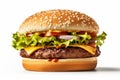 snack food burger food sandwich beef fast meat fast background hamburger white. Generative AI.