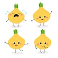 Onion cartoon character emoticon set vector illustration Royalty Free Stock Photo