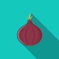 Onion cartoon vector flat design on green background