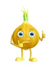 Onion character with thumbs up pose