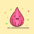 Onion cute mascot face emotion happy vegetable with color flat cartoon outline style