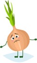 Onion funny mascot feeling sad