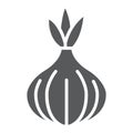 Onion glyph icon, vegetable and diet