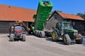 Onion harvest loaded in semi trailer Royalty Free Stock Photo