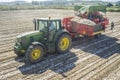 Onion harvester at work