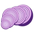 Onion icon. Vector illustration of a piece of onion. Hand drawn chopped onion rings