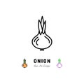 Onion icon Vegetables logo. Thin line art design, outline illustration Royalty Free Stock Photo