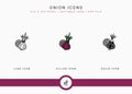 Onion icons set vector illustration with solid icon line style. Vegetable healthy concept.