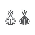 Onion line and glyph icon, vegetable