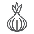 Onion line icon, vegetable and diet