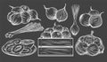 Onion outline drawn monochrome icon set