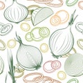 Onion outline sketch seamless pattern