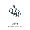 Onion outline vector icon. Thin line black onion icon, flat vector simple element illustration from editable fruits concept