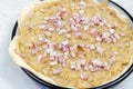 Onion Pie with sliced Bacon ready for baking Royalty Free Stock Photo