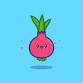 Onion purple Vector Icon Illustration. Cute Vegetable. Flat Cartoon Style Suitable for Web Landing Page, Banner, Sticker,