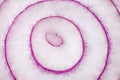 Onion red, cut inside close-up, macro rings violet, top view Royalty Free Stock Photo