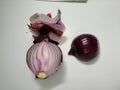 Onion, red onion, peeled onion, half onion Royalty Free Stock Photo