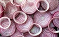 Texture violet sliced rings juicy onion fresh harvest Royalty Free Stock Photo