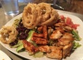 Onion rings with BBQ Chicken Salad Royalty Free Stock Photo