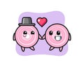 Onion rings cartoon character couple with fall in love gesture