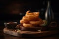 Onion rings with dipping sauce