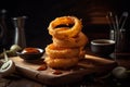 Onion rings with dipping sauce