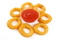 Onion rings, ketchup isolated Royalty Free Stock Photo