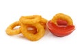 Onion rings, ketchup isolated Royalty Free Stock Photo