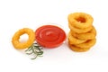 Onion rings, ketchup isolated Royalty Free Stock Photo