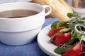 Onion Soup and Salad Royalty Free Stock Photo