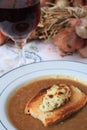 Onion soup vertical Royalty Free Stock Photo