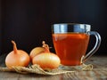 Onion tea for colds homemade folk remedy Royalty Free Stock Photo