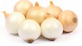 Onion, White Background, Cut Out, White Color, Half Full. Whole golden onion bulb . AI Generative