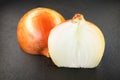 Onions on black background Royalty Free Stock Photo