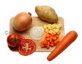 Onions, carrot, tomato and potato