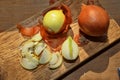 Onions for cooking and decoration of kitchen