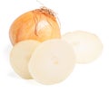 Onions with slice isolatedvon white background Royalty Free Stock Photo