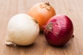 Onions in three colors Royalty Free Stock Photo