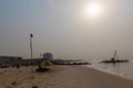 Lagos beaches; Oniru beach Victoria Island on a mid morning with harmattan haze and dust storm 