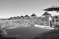 From the Onkoshi Camp pool the guests have a breathtaking view over the Etosha Saltpans Royalty Free Stock Photo