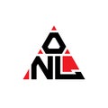 ONL triangle letter logo design with triangle shape. ONL triangle logo design monogram. ONL triangle vector logo template with red