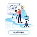 Online academic learning flat concept vector illustration