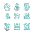 Online activities icons set