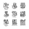 Online activities icons set