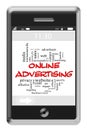 Online Adversiting Word Cloud Concept on Touchscreen Phone Royalty Free Stock Photo
