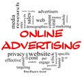Online Advertising Word Cloud Concept in red & black Royalty Free Stock Photo