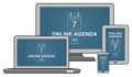 Online agenda concept on different devices